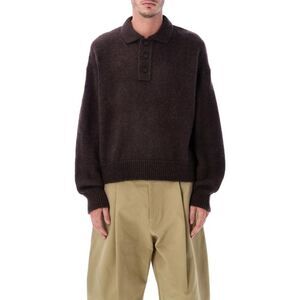 STUDIO NICHOLSON Knitted Polo Sweater Men ESPRESSO Sweaters & Cardigans